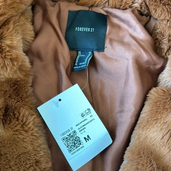 Forever 21 Plush Cropped Faux Fur Coat sz M - Picture 6 of 12